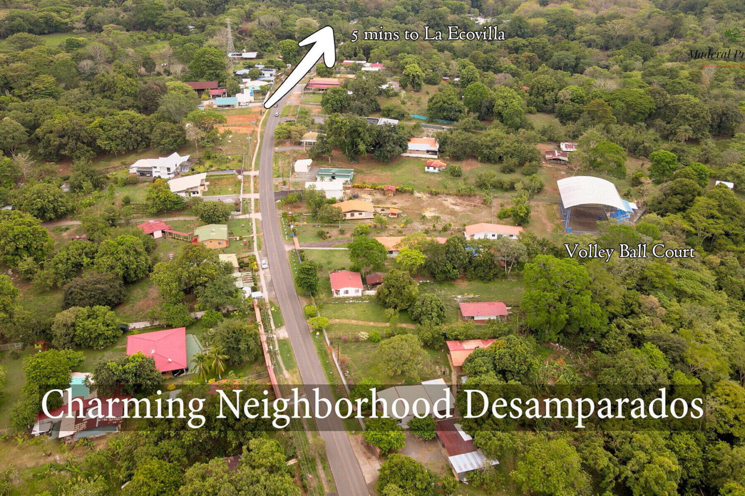 Aerial view of the Desamparados neighbourhood and roads
