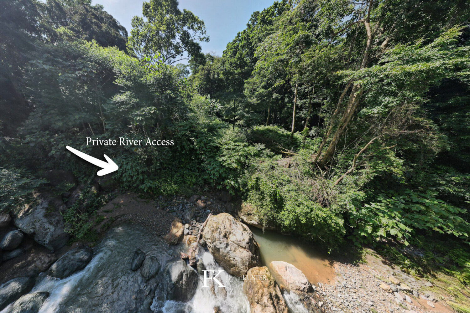 Cascade and swimming spot at the private river access