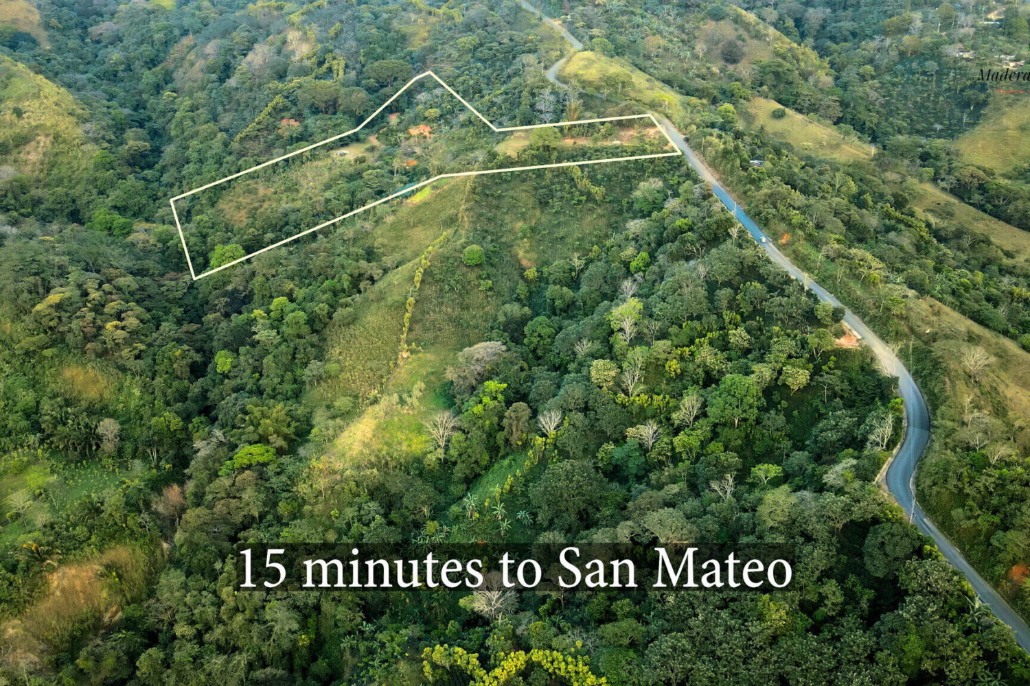 Aerial view of the farm with its boundary outlined
